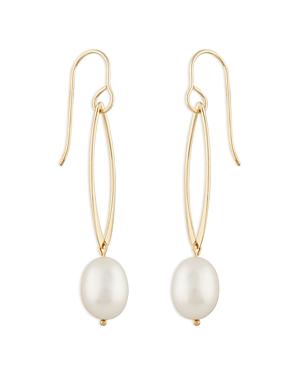 Bloomingdale's Freshwater Pearl Open Drop Earrings In 14k Yellow Gold - 100% Exclusive