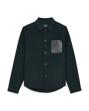 The Kooples Wool Blend Faux Leather Pocket Shirt