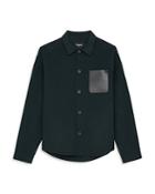 The Kooples Wool Blend Faux Leather Pocket Shirt