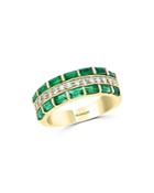 Bloomingdale's Emerald & Diamond Halo Multi-row Ring In 14k Yellow Gold - 100% Exclusive