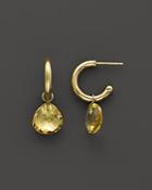 14k Yellow Gold Hoop Earrings With Citrine