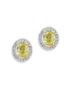 Bloomingdale's Oval White & Yellow Diamond Stud Earrings In 18k White & Yellow Gold - 100% Exclusive