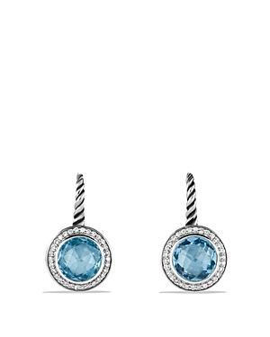 David Yurman Color Classics Drop Earrings With Blue Topaz And Diamonds