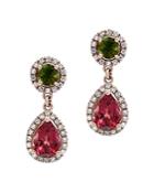 Bloomingdale's Multicolor Tourmaline & Diamond Drop Earrings In 14k Rose Gold - 100% Exclusive