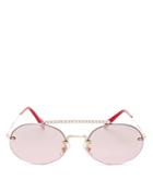 Miu Miu Women's Crystal Brow Bar Mirrored Round Sunglasses, 54mm