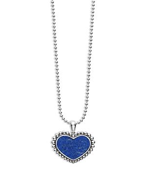 Lagos Sterling Silver Maya Lapis Heart Pendant Necklace, 34