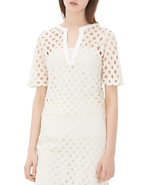 Sandro Edita Grid Lace Top