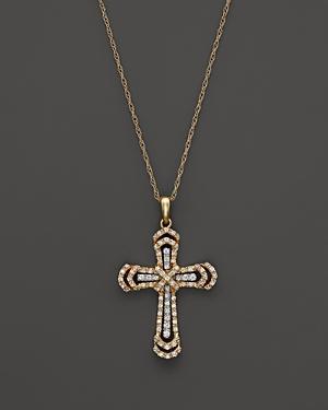 Diamond Cross Pendant Necklace In 14k White & Yellow Gold, .25 Ct. T.w.