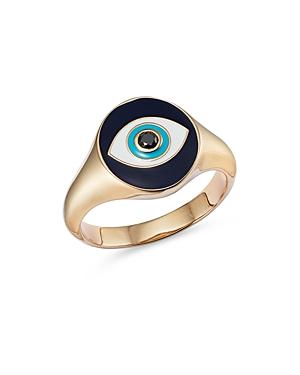 Moon & Meadow 14k Yellow Gold Enamel Evil Eye Ring