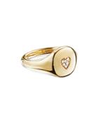 David Yurman Cable Collectibles Heart Mini Pinky Ring In 18k Gold With Diamonds