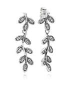 Pandora Drop Earrings - Sterling Silver & Cubic Zirconia Sparkling Leaves