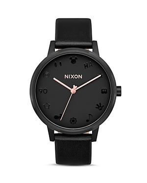 Nixon Kensington Black Leather Watch, 37mm