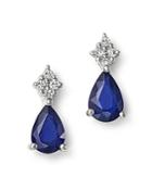 Bloomingdale's Blue Sapphire & Diamond Teardrop Earrings In 14k White Gold - 100% Exclusive