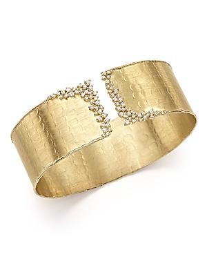 Diamond Cuff Bracelet In 14k Yellow Gold, .75 Ct. T.w.