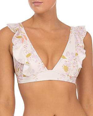 Peony Vacation Hi Tri Ruffled Bikini Top