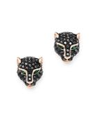 Bloomingdale's Black Diamond & Emerald Panther Stud Earrings In 14k Rose Gold - 100% Exclusive
