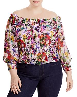 Aqua Curve Floral Off-the-shoulder Top - 100% Exclusive