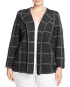 Eileen Fisher Plus Windowpane Check Merino Wool Jacket