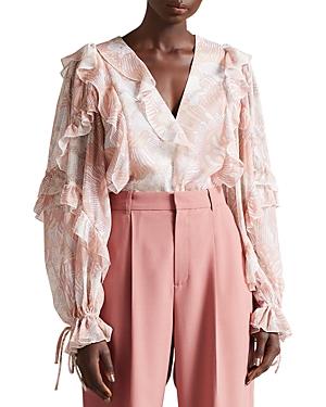 Ted Baker Siela Printed Ruffled Blouse