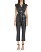 Bcbgmaxazria Faux Leather Belted Jumpsuit