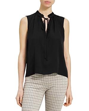 Theory Silk Split Neck Sleeveless Top