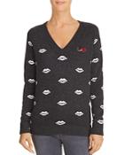 Minnie Rose Lips Intarsia Cashmere Sweater