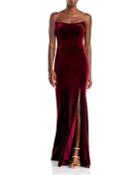 Aqua Strapless Velvet Gown - 100% Exclusive