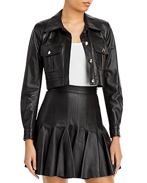Sergio Hudson Cropped Leather Jacket
