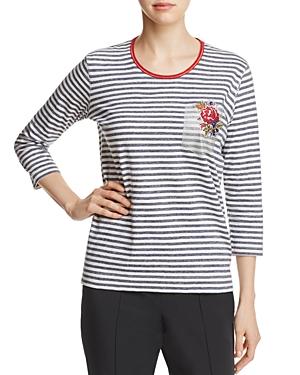 Basler Embroidered Striped Top