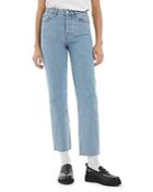The Kooples Katy Washed Faded Cropped Straight Leg Jeans In Blue