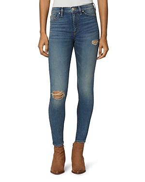Hudson Barbara Distressed Super Skinny Ankle Jeans In Victorious