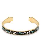 Gucci 18k Yellow Gold Blue And Black Icon Blooms Bangle