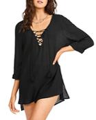 Billabong Blue Skies Lace Up Dress Swim Cover-up