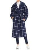 No Frills By Mother Of Pearl Windowpane Plaid Belted Wool Coat