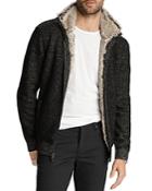 John Varvatos Collection Faux Fur-trimmed Classic Fit Zip-front Cardigan