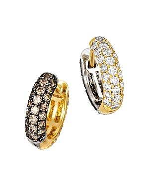 Bloomingdale's Champagne & Brown Diamond Reversible Hoop Earrings In 14k White & Yellow Gold, 1.45 Ct. T.w. - 100% Exclusive