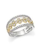 Diamond Triple Row Open Ring In 14k White And Yellow Gold, .90 Ct. T.w. - 100% Exclusive