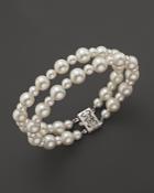 Cultured Freshwater Pearl Two Row Bracelet In 14k White Gold, 5.5mm