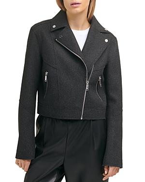 Dkny Felt Cropped Moto Jacket