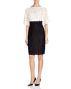 Adrianna Papell Color-blocked Lace Dress