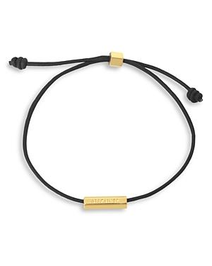 Allsaints Logo Bar & Black Leather Cord Friendship Slider Bracelet