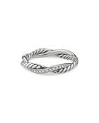 David Yurman Sterling Silver Petite Infinity Twisted Ring With Diamonds