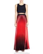 Avery G Illusion Waist Pleated Gown