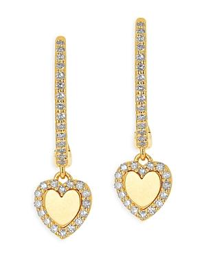 Moon & Meadow 14k Yellow Gold Diamond Heart Dangle Hoop Earrings