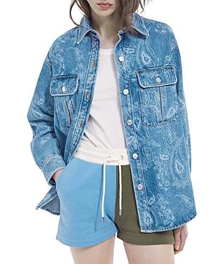 The Kooples Paisley Print Oversized Denim Shirt