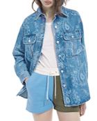 The Kooples Paisley Print Oversized Denim Shirt