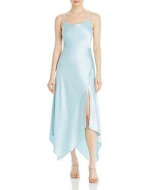 Aqua Satin Drape Front Dress - 100% Exclusive
