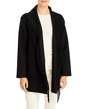 T Tahari Liza Fringe Trim Coat
