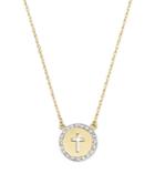 Jane Basch 14k Yellow Gold Cross Pendant Necklace With Diamonds, 16