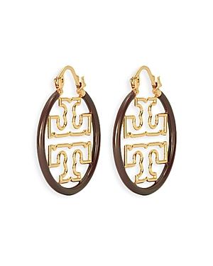 Tory Burch Miller Logo Small Enamel Hoop Earrings